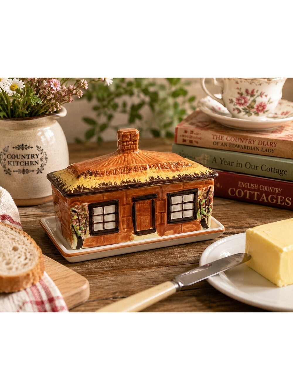 Vintage Price Kensington Cottage Ware Butter Dish Ye Olde Cottage England